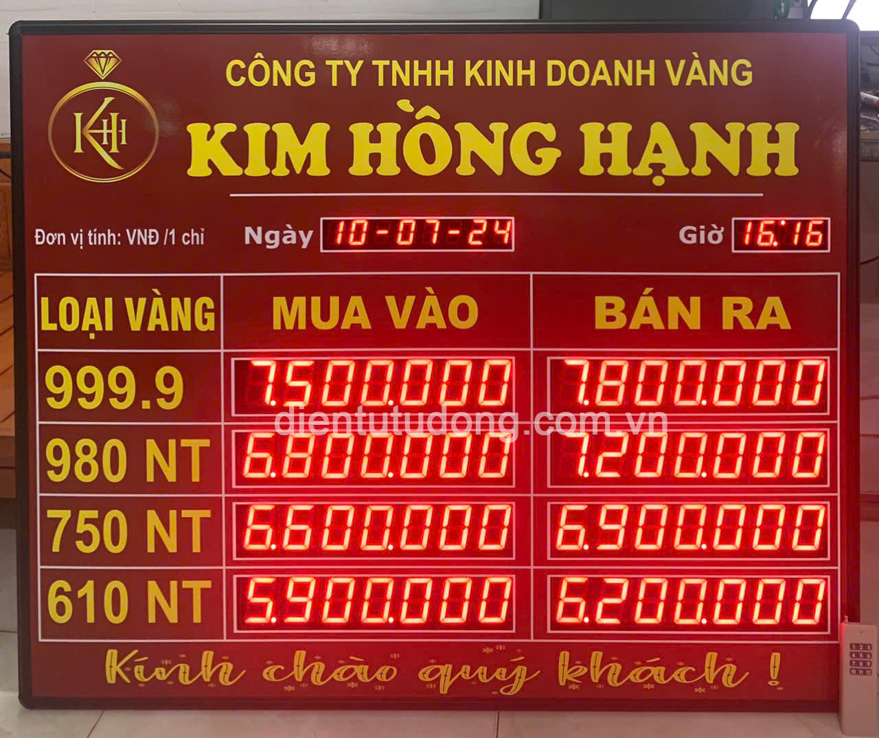 Làm bảng tỷ giá vàng đẹp tại Bình Dương